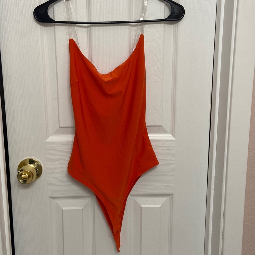 Orange Body Suit w/Clear Straps